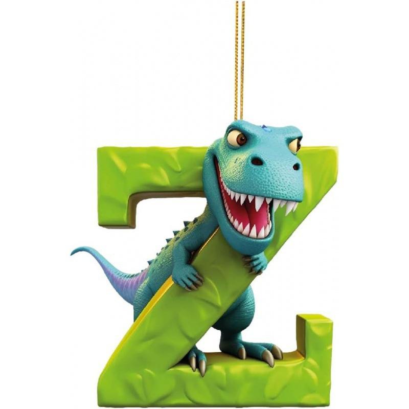 1ks vánoční dinosauří ozdoby 26 písmen kreslený přívěsek 2D plochý akrylový materiál dinosauří figurky závěsná vánoční párty dekorace, ideální pro domácnost