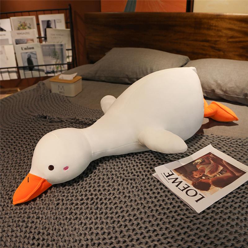 

Non-Toxic Cute Soft White Goose Huggable Throw Pillow Comfortable Yellow Duck Plush Toy Back Cushion Decorative Pillow For Sofa Bed Gifts 60cm