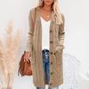 European and American Knitted Pocket Cardigan Autumn and Winter Long Twist Button Cardigan Sweater Jacket