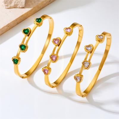 Romantisches Herz Edelstahl Armreifen Armbänder für Frauen Schmuck Valentinstag Geschenk