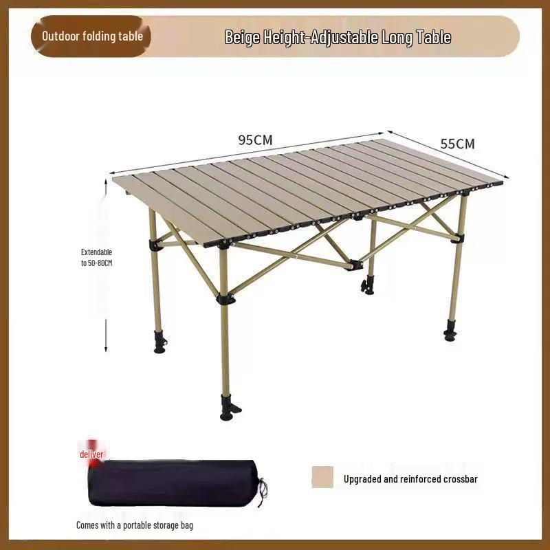 Portable Height-Adjustable Outdoor Folding Table and Chair Set for Camping and Picnics
