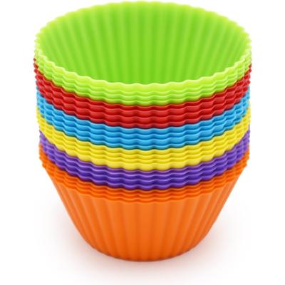24 Stück Silikon Cupcake Backförmchen Wiederverwendbar & Antihaft Muffinförmchen Cupcake Förmchen Halter Set Leicht zu Reinigen Mehrfarbig