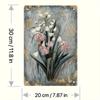 Vintage Iron Wall Art: Pink Rhododendron & White Lily Rustic Floral Decor for Home, Kitchen, Bathroom, Cafe, Garage