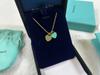 Collar con Colgante de Corazón de Plata de Ley 925 para Mujer Familia T con Diamantes y Esmalte, Cadena Clavicular Azul Clásico, Colgante para Mejor Amiga