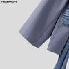 INCERUN Men V Neck Long Sleeve Glitter Ruffled Patchwork Thin Loose Party Blazer Coats