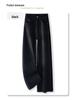 2024 Women's Plus Velvet Black Wide-Leg High-Waist Slim Fit Winter Jeans