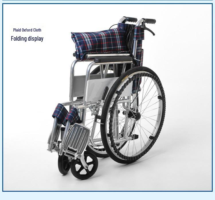 Lightweight Foldable Oxford Cloth Wheelchair with Soft Seat and Four Brakes for Elderly Travel
