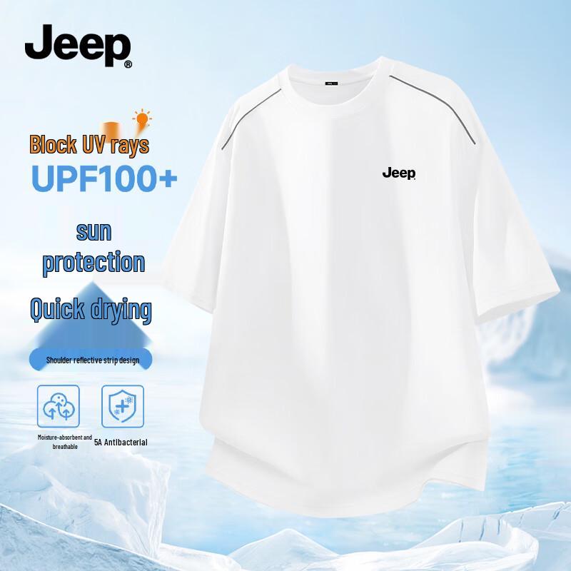 JEEP Men s Quick-Dry Anti-Bacterial Sunscreen Short Sleeve T-Shirt 3XL