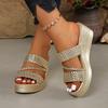 Sandalias de cuña para mujer Verano Mujer Slip on Tacón alto Moda Zapatos de mujer Cómodos Flor Exterior Sandalias de plataforma