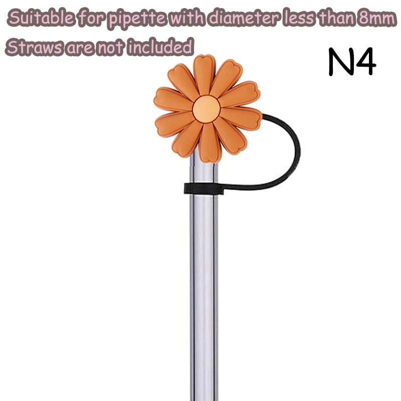 8Mm Macaron Kleine Blume Strohhalm Kappe Staubschutz Silikonabdichtung Wiederverwendbare Cartoon Strohhalm Kappe