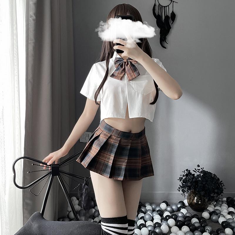 Sexy Sexy Student Dress Jk Uniform Pleated Skirt Seduction Cute Plaid Suit Sailor Role Performance