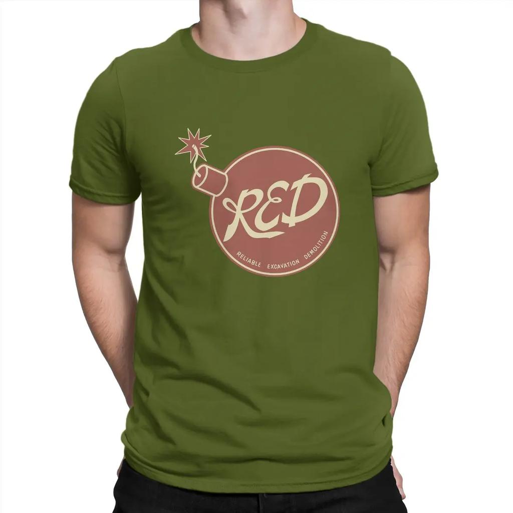 Red Bomb T Shirt Men's  Pure Cotton Funny T-Shirts Round Neck Team Fortress Game Tees Short Sleeve Tops Printed