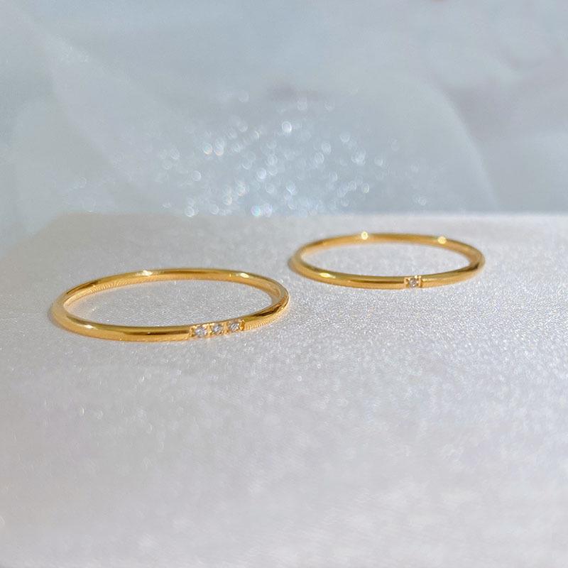 Minimalist Luxury: Japanese & Korean Fine Single Diamond Ring for Women, Titanium Steel, Stackable, No Fading
