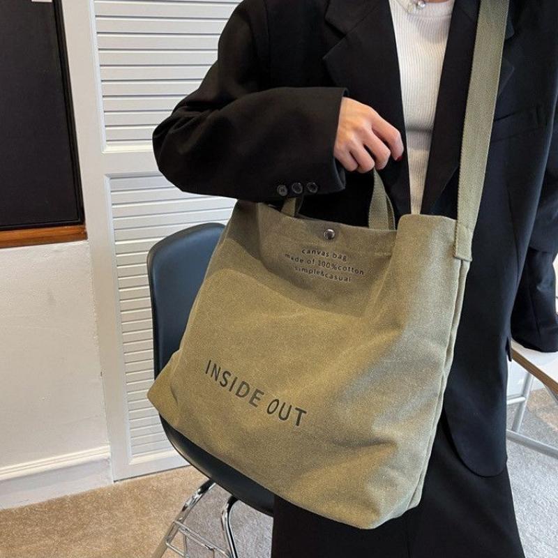 Canvas Tote Bag Student Large Capacity Shoulder Bag Daily Commuting Crossbody Bag Shopping Bag Versatile Handheld Computer Bag