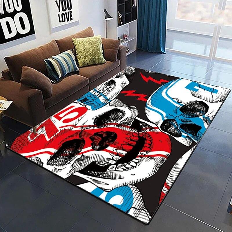 Horror Series Skulls Before Christmas Pattern Area Rug Bedroom Sponge Bedside Mat Entrance Door Carpet Washable