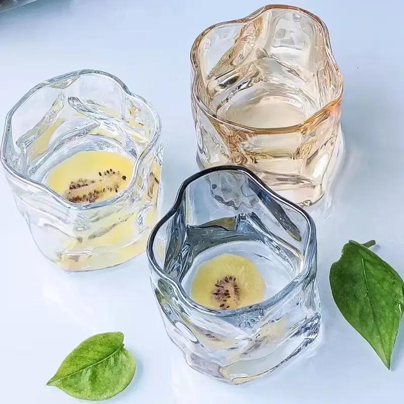 6/4/2/1Pcs 200ml Luxury Whisky Glass Cup Set Unique Twisted Glass Wine Cocktail Beer Coffee Drink Tea Mug Kitchen Bar Club Party