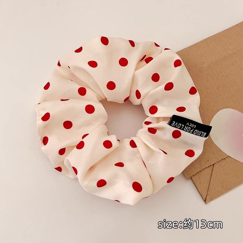 

Korea Print Heart Dot Plaid Large Intestine Scrunchie Hair Band For Women Girls Hair Tie Sweet Hair Ornament Fashion Hair Accessories светло красного охры