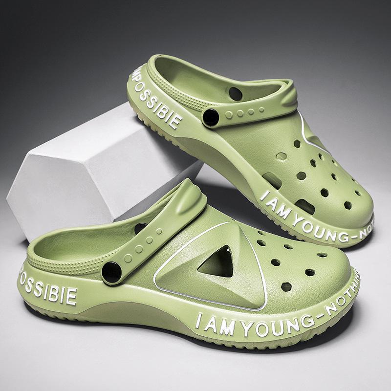 

Мужские летние сандалии: Пляжная обувь с закрытым носком, нескользящая, износостойкая, двойного назначения: для вождения и отдыха на природе. 40-41 зелёный