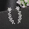 Huitan Aesthetic Flower Stud Earrings Climb Ear Earrings Exquisite Women's Ear Accessories with Dazzling CZ New Fashion Jewelry
