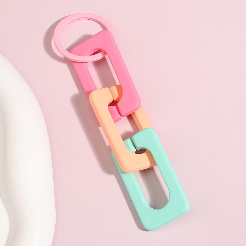 Colorful Acrylic Plastic Link Chain Keychain Creative Handmade Key Ring For Women Men Handbag Accessories DIY Friendship Gifts