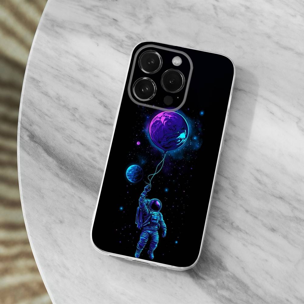 Cute Cartoon Astronaut Case For iPhone X,XS,SE,12,15,Pro,17,Plus,11,Max,13,XR,14,16,Mini,Transparent Soft Cover