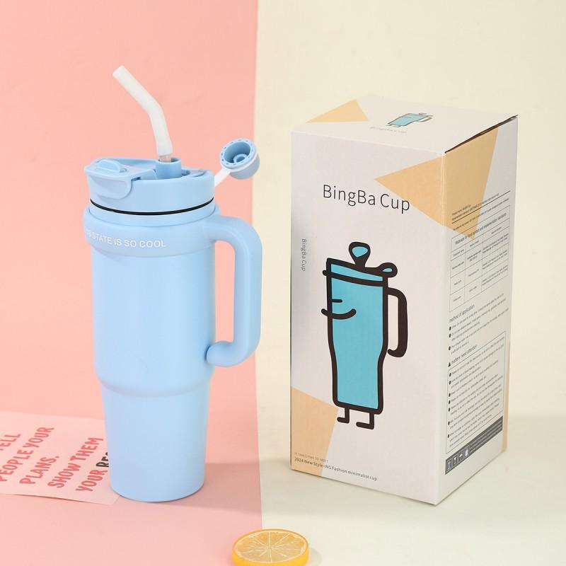Large Capacity Vacuum Insulated Stainless Steel Travel Mug With Straw 30oz Double Wall Cup Car Office Outdoor Use