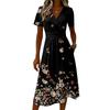 Ladies' Floral Casual Fashionable Short Sleeved V-neck Dress