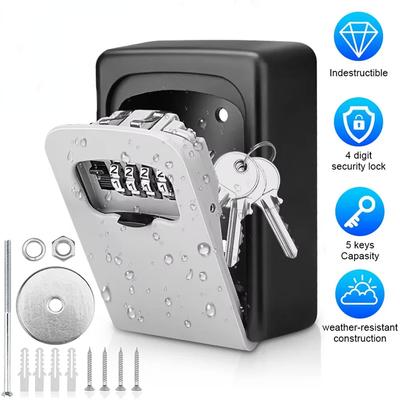 Elecpow Metal Material Password Lock Storage Box Outdoor Waterproof Wall Mount 4 Digit Password Key Box Anti Theft Lock Safe Box