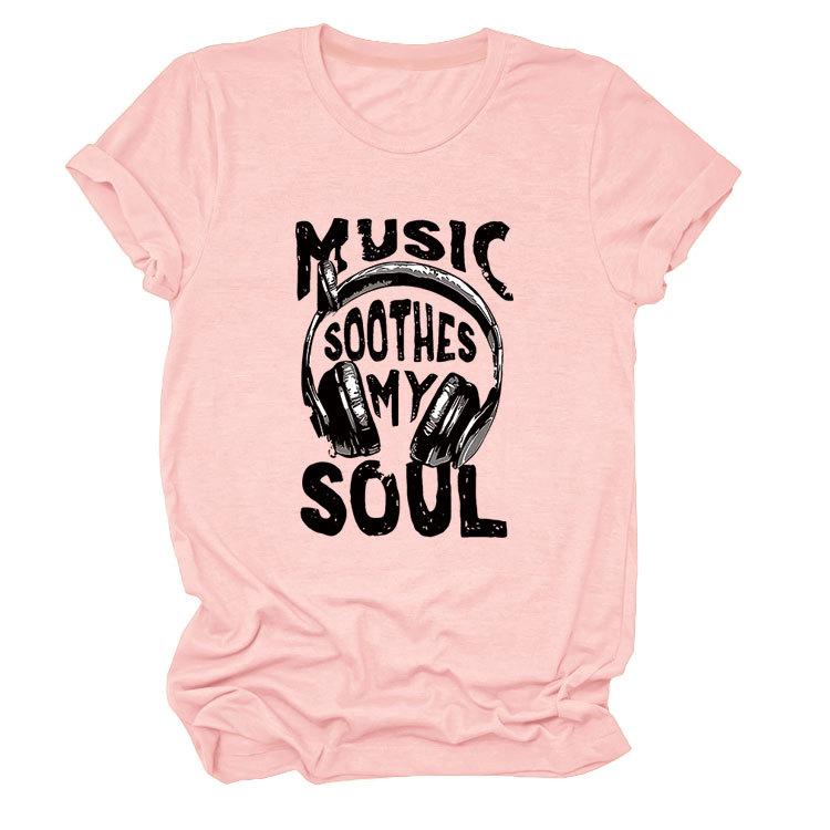 Personality trendy music soothes my ladies bottoming round neck short sleeve t-shirt