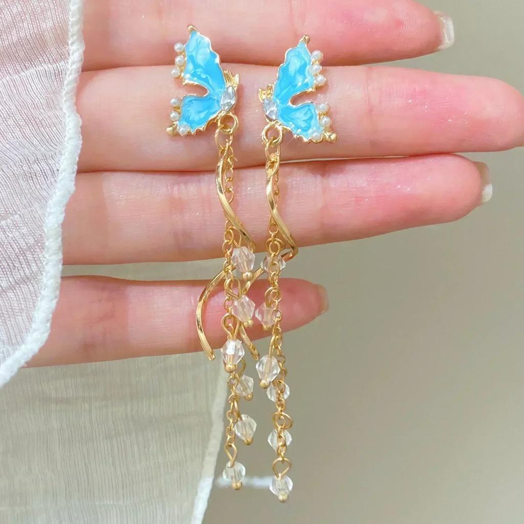 Exaggerated Metal Glossy Irregular Distorted Geometric Large Earrings for Women  Fashion Personality Party Vintage Zircon Gifts