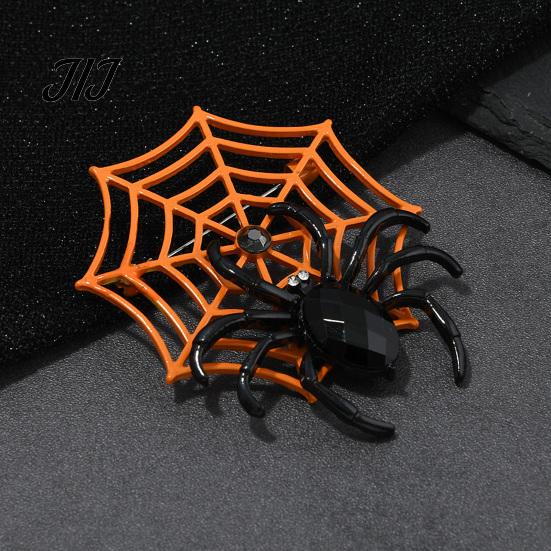 Horror Theme Jewelry Halloween Spider Web Brooch, Rhinestone Badge Accessories, Holiday Lapel Scarves Decorative Pins Pin for Jackets Sweaters