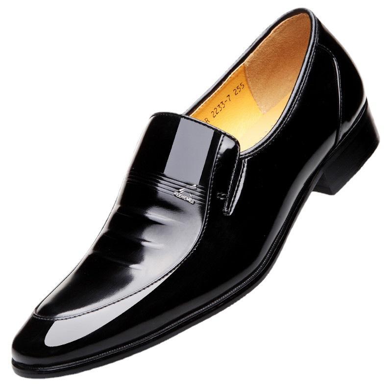 Men Business Leather Shoes British Formal Wear Low Top Office Leather Shoes Oxford Dress Shoes Comfortable Slip On Work