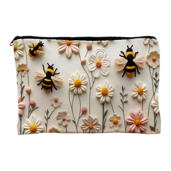 Yousheng Cosmetic Storage Bag, Thickened Canvas Pouch, with Smooth Zipper Large Capacity Stationery Organizer, Oil Painting Print Cosmetic Pouch
