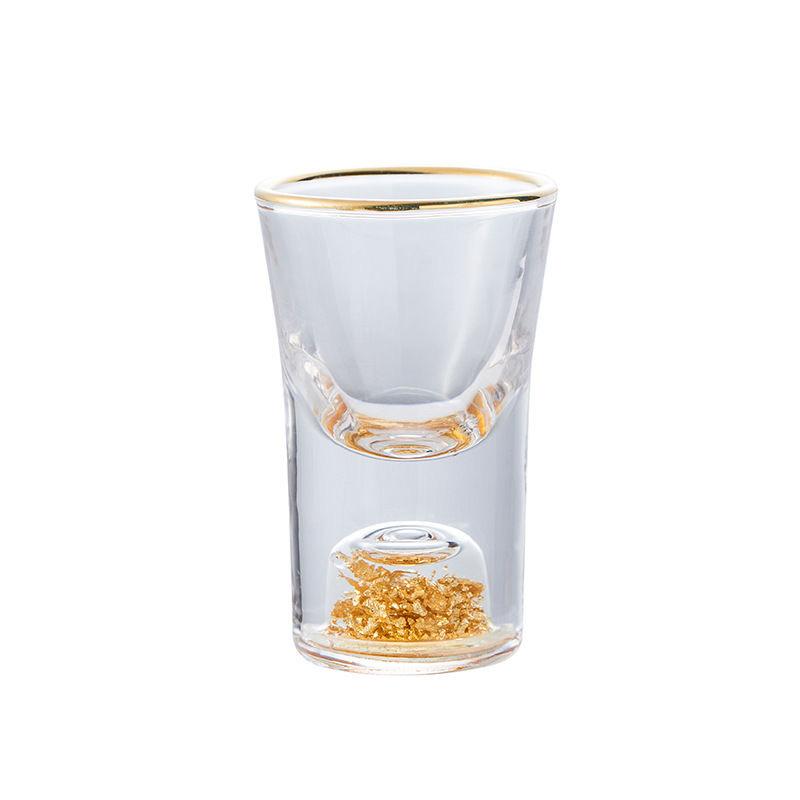 Best Quality 24K Gold Foil Crystal Sake Liquor Spirits Shot Glasses Depth Bomb Cocktail Mini Wine Glass Sheezer Strong Drink Cup