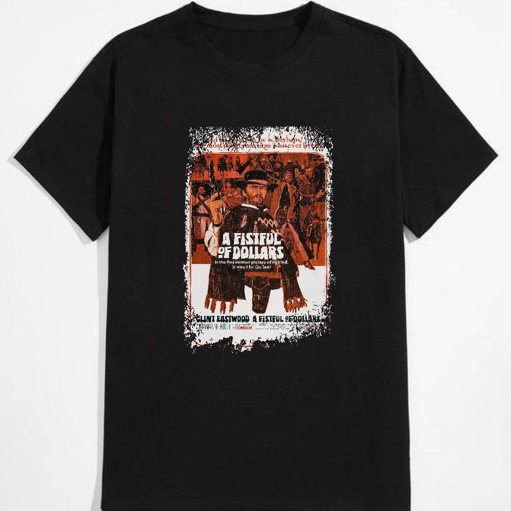 Unisex Black TShirt with Western Movie Poster Design S