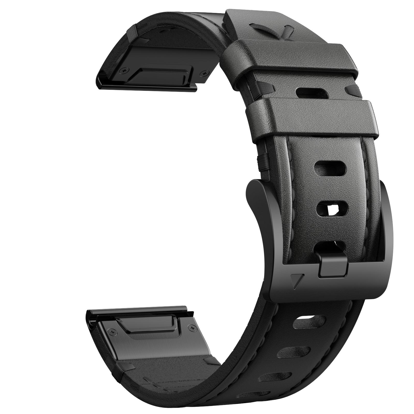 

Ремінець для годинника 26 мм для Garmin Fenix 7X/6X Pro/6X/5X/5X Plus Ремінець з натуральної шкіри 22 мм для Fenix 6/6 Pro/5/7 26mm чорний