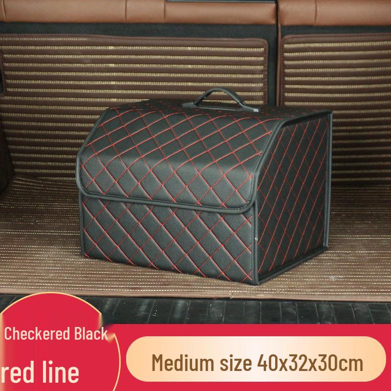 Trunk Storage Box: Multifunctional Folding Car Organizer with Logo-Printed Leather