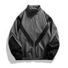 Chaqueta de Primavera y Otoño para Hombre Joven Top Deportivo Casual Chaqueta de Cuello Alto Ropa para Hombre Color de Inserción Tiras Reflectantes Versátil Hombre