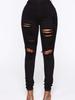 New Black and White Elastic Hole Denim Jeans Women's Slim Fit Pants