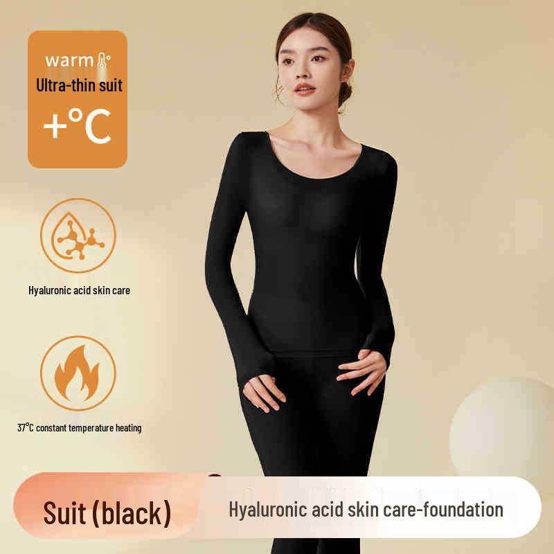 Women's Ultra-thin Heating Hyaluronic Acid Base Layer Set - 37°C Constant Temperature Autumn Wear