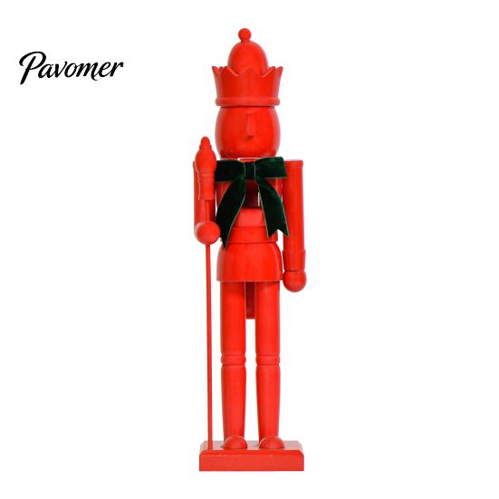 Christmas Holiday Tabletop Decorations Nutcracker Ornaments, Wooden Neutral Figures with Velvet Bow, DIY Decorative Soldier Statues Ornament