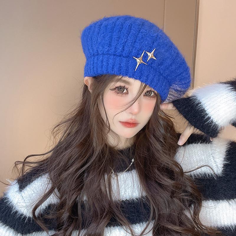 Beret autumn and winter face little girl painter hat versatile classic British retro newsboy hat
