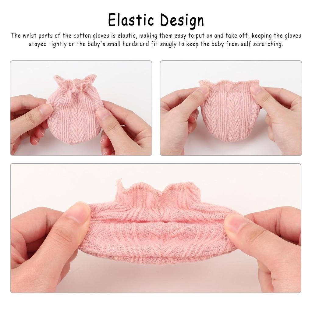 Newborn Receiving Blanket with Bow Hat Mittens Wooden Card Set Wheat-Pattern Newborns Toddler Baby Boy Girl Nursery Swaddle Wrap