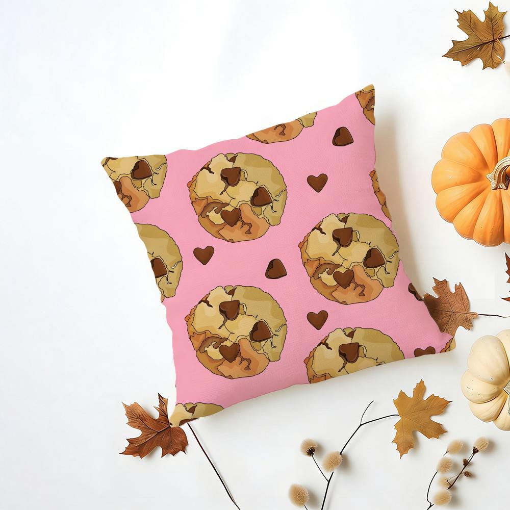 CCookie Cushion Cover Washable Linen Pillowcase Soft  for Daily Sofa Bed Home Room Decor