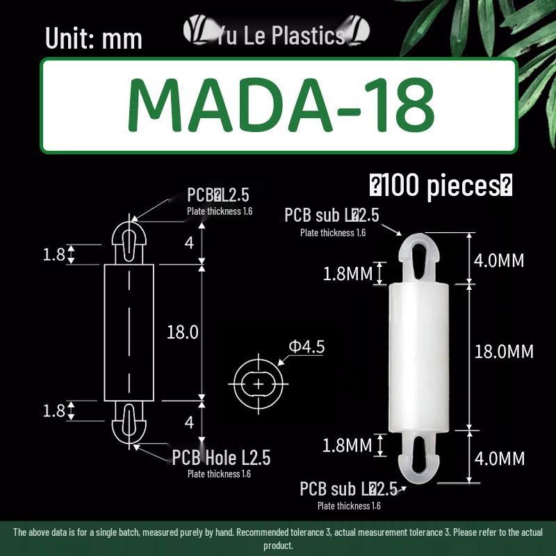 Loose or Bag - MADA-2~22 Aircraft Head Standoff M2.5 Double-Ended Stud for PCB Hole, 2.5mm Cylindrical Head