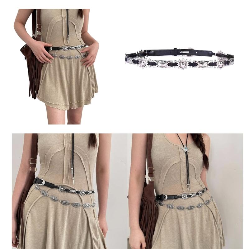 Damski Skórzany Pasek Modny Letni Cienki Pasek Dekoracyjny do Dżinsów Sukienki Pasek do Talii