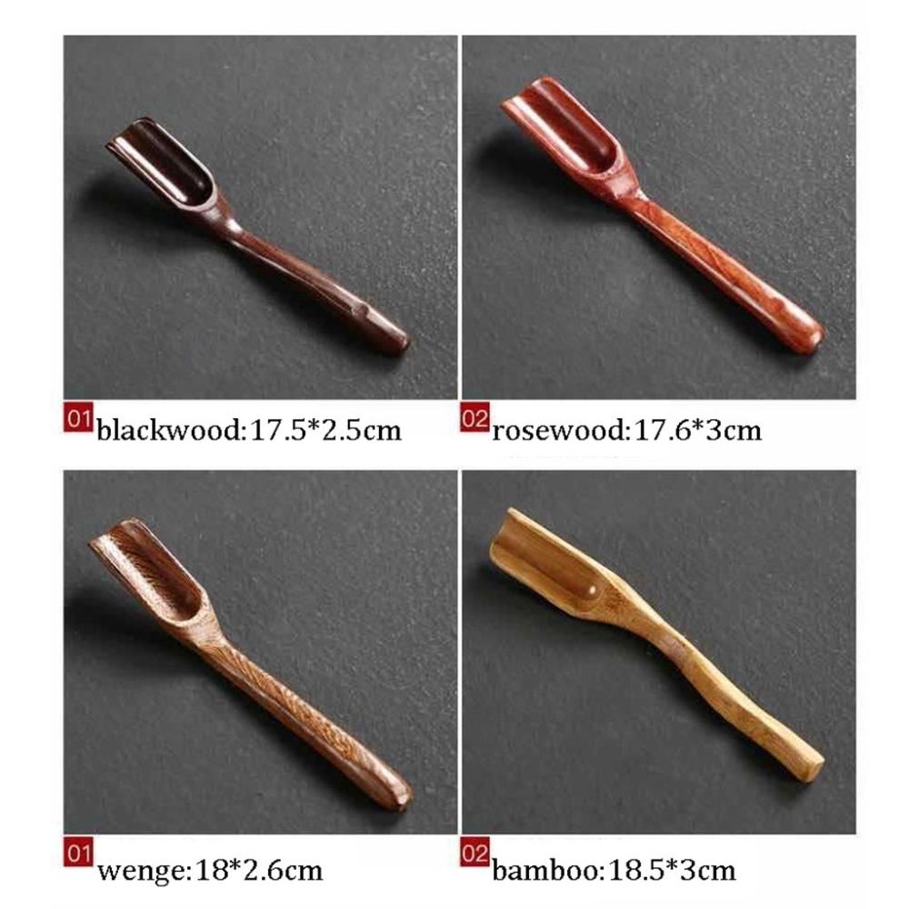 Delicate N1N Ebony Wood Bamboo Natural Handmade Tea Scoop Kitchen Supplies Teaware Teaspoon