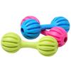 Dumbbell Dog Chew Toy with Bell Bite Resistant Boredom Stress Relief TPR Dumbbell Shape Puppies Toy Pet Teething Cleaning Interactive Toy