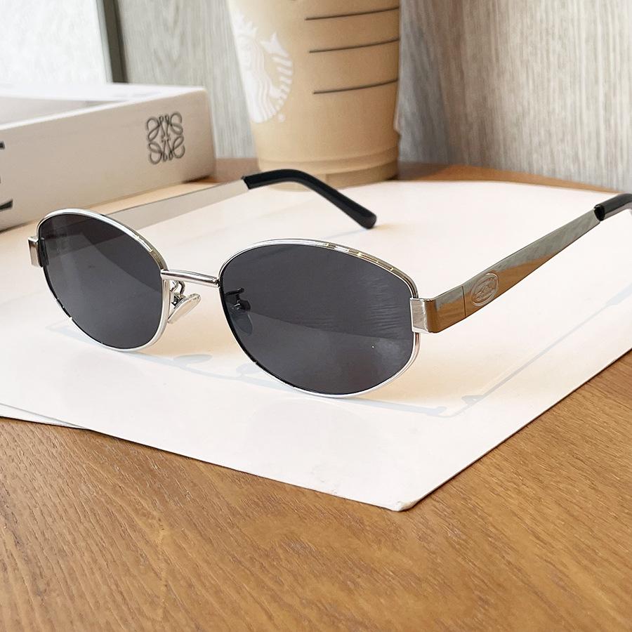 Old Money Stil Sonnenbrille Damen Foto Temperament Retro Oval Sonnenbrille Herren Hongkong Stil Metallrahmen Trend