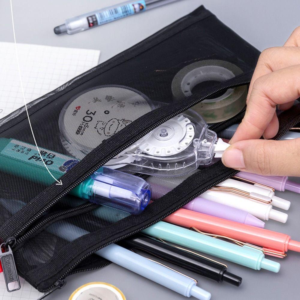 Large Capacity Stationery Pouch Zipper Stationery Holder Bag Simple Storage Bag Student